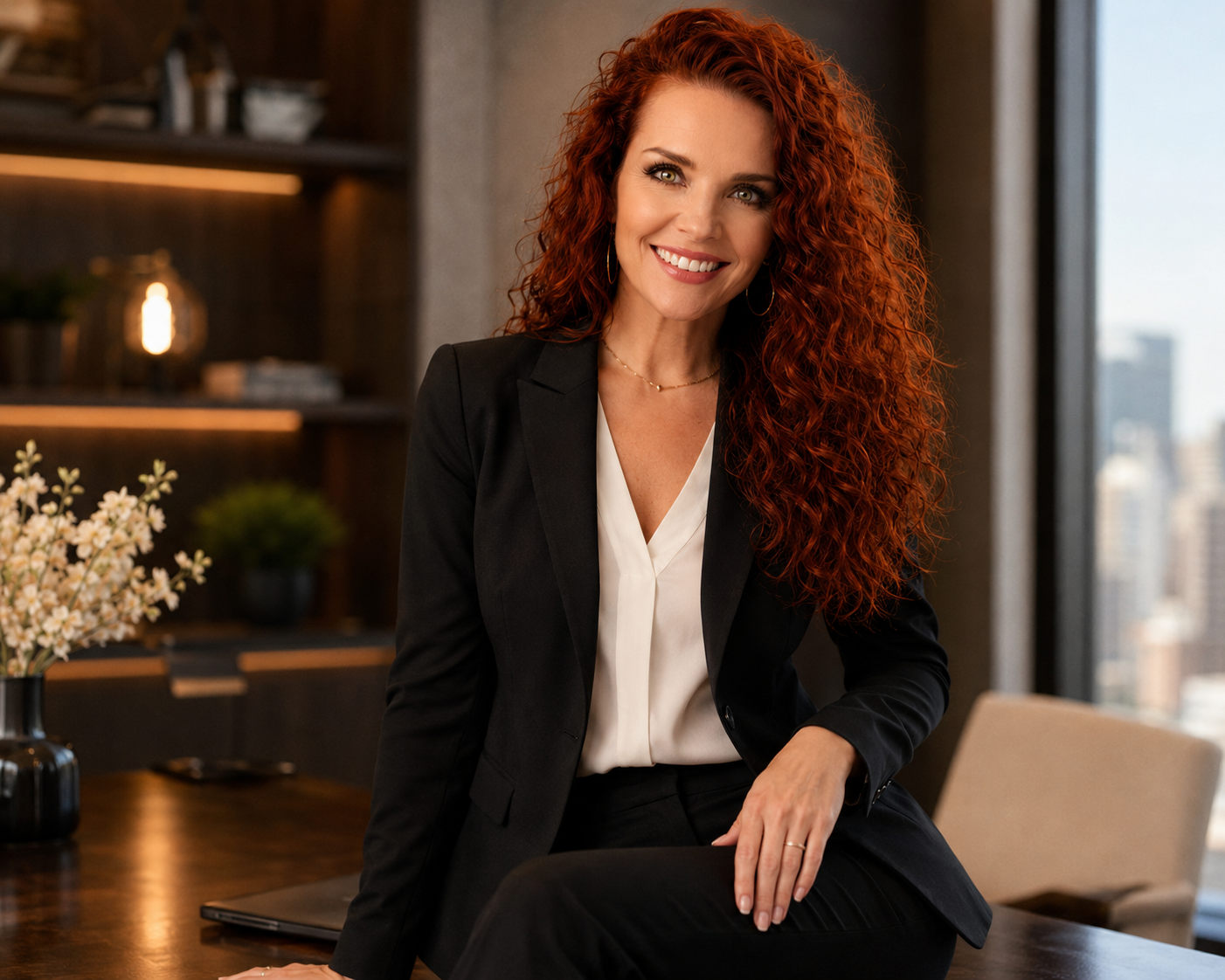 Lisa King in a sophisticated executive office